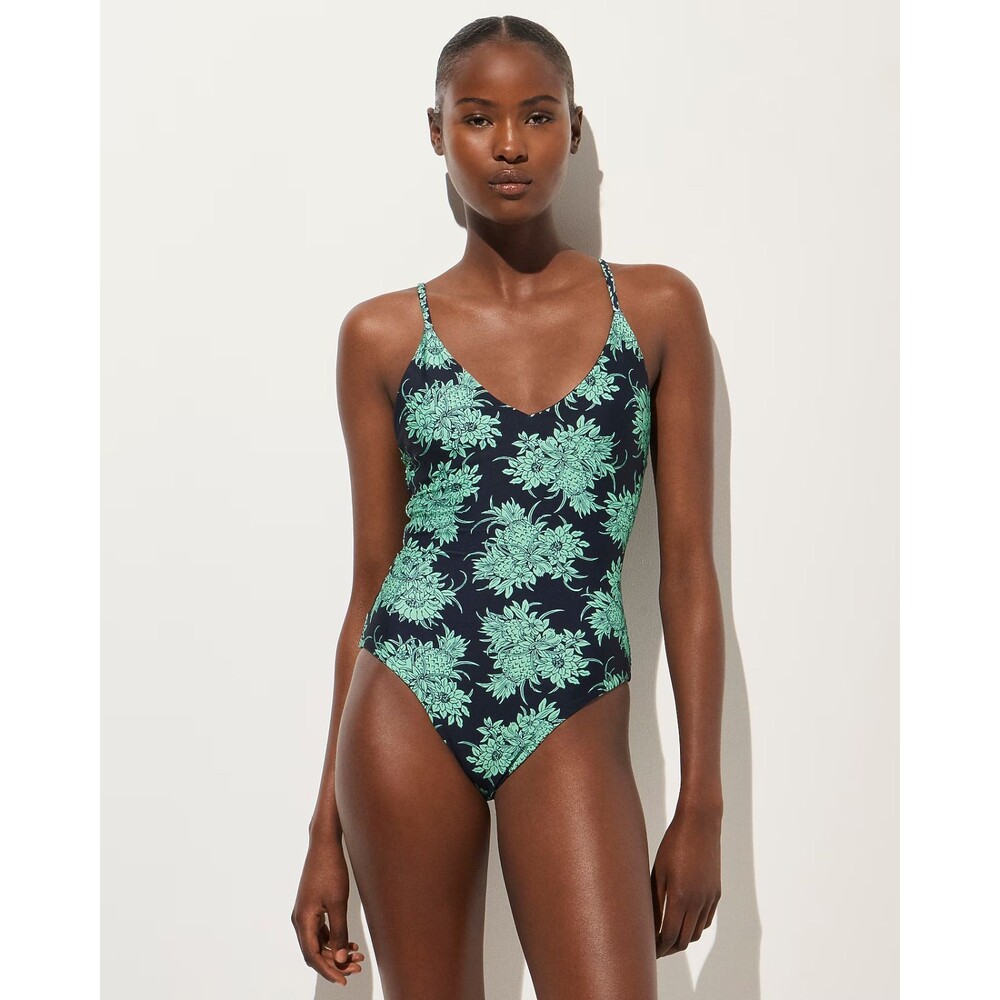 J.CREW Lana One Piece Swimsuit In Classic Sculpt 4 Navy Matcha Floral NWT B4